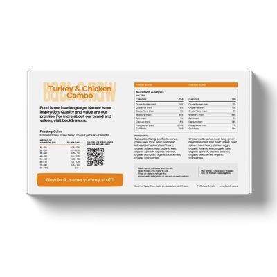 Back2Raw Complete Turkey Blend & Chicken Blend Frozen Raw Dog Food 12lb