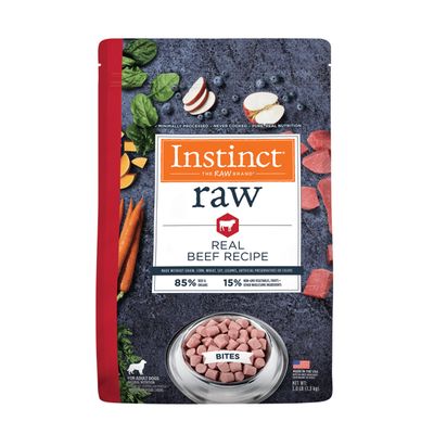 Instinct Frozen Raw Bites Beef Recipe Grain- Free Dog Food 3lb