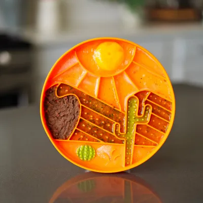 Messy Mutts Silicone Interactive Slow Feeding Bowl - Desert Orange 8"