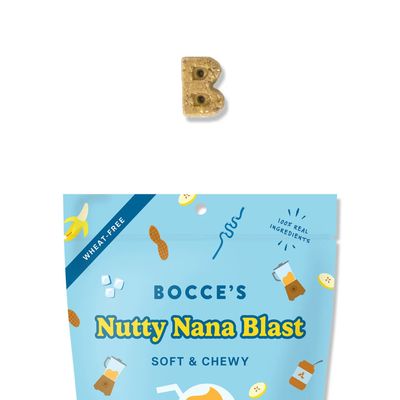 Bocce's Bakery Nutty Nana Blast Peanut Butter, Banana &amp; Carob Recipe Shake Soft &amp; Chewy Dog Treat 6oz