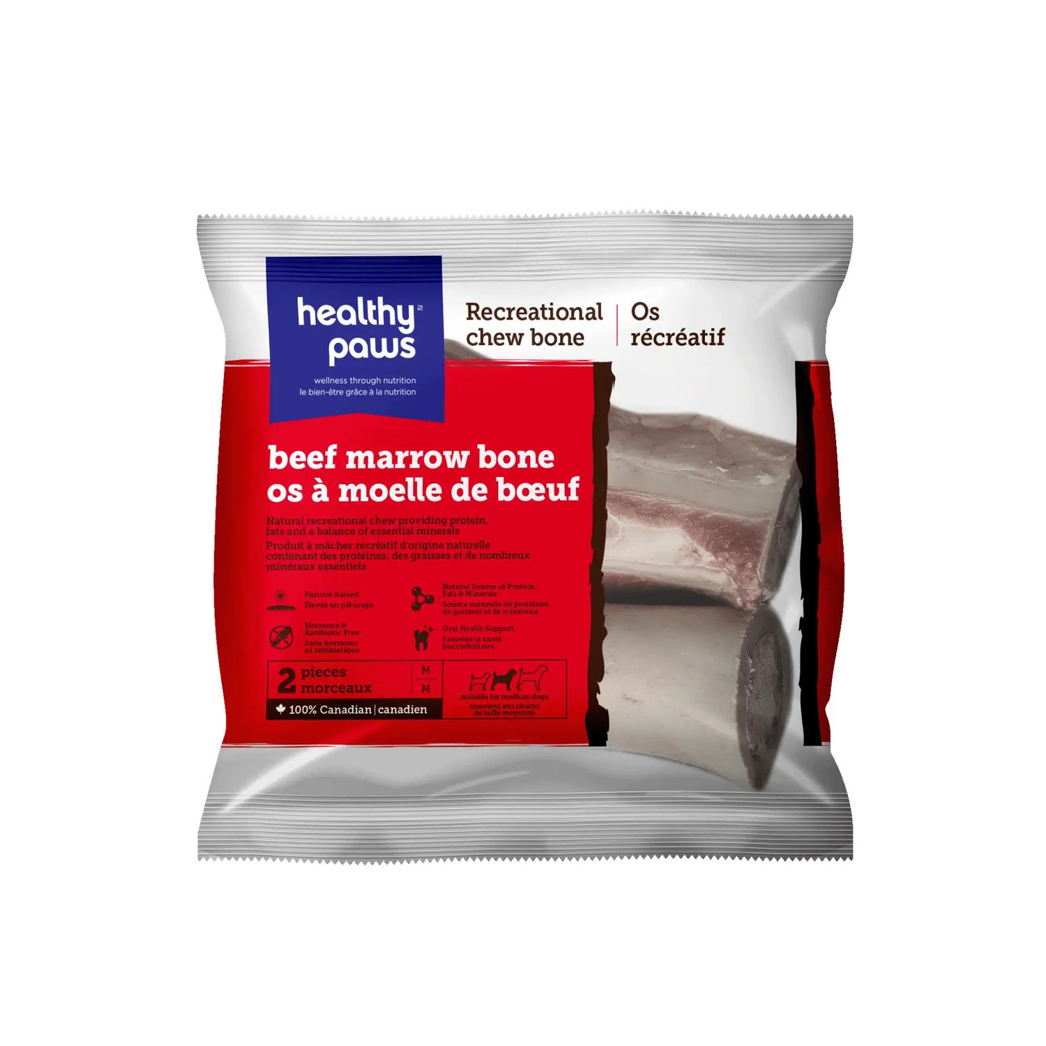 Healthy Paws Recreational Beef Marrow Bones Medium - 2 pieces