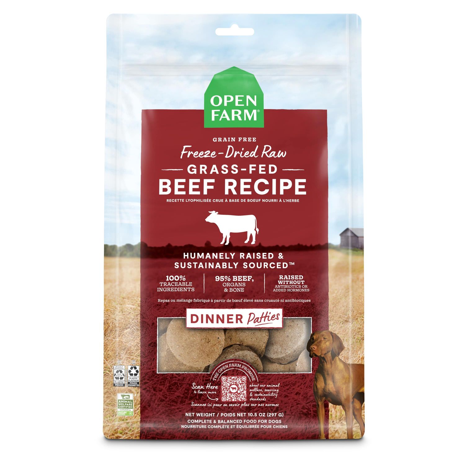 Open Farm Freeze-Dried Raw Patties Grass-Fed Beef Recipe Dog Food