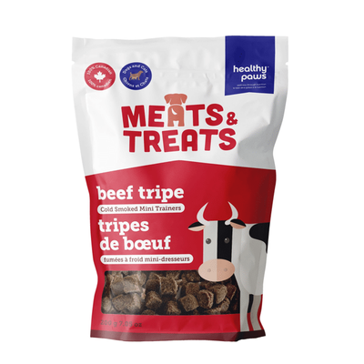 Healthy Paws Meats &amp; Treats - Cold Smoked Tripe Mini Trainers Beef 200g