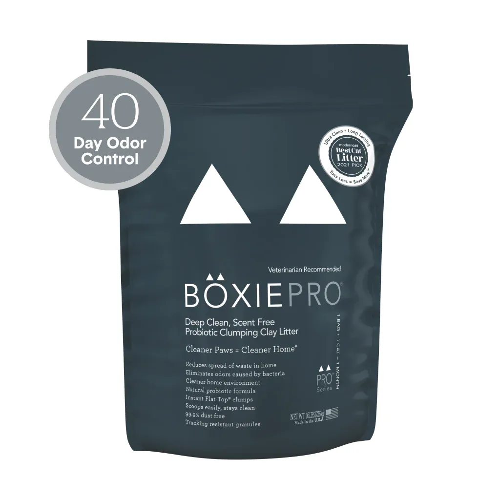 BoxiePro Deep Clean Scent Free Probiotic Clumping Cat Litter