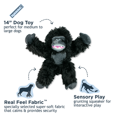 Tall Tails Gorilla Plush with Squeaker Dog Toy 14"