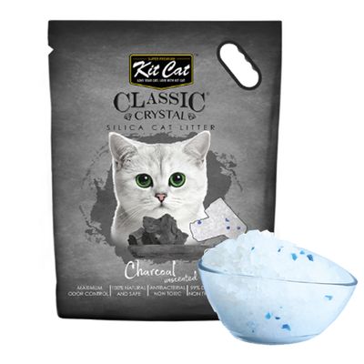 Kit Cat Classic Unscented Crystal Charcoal Clumping Silica Cat Litter