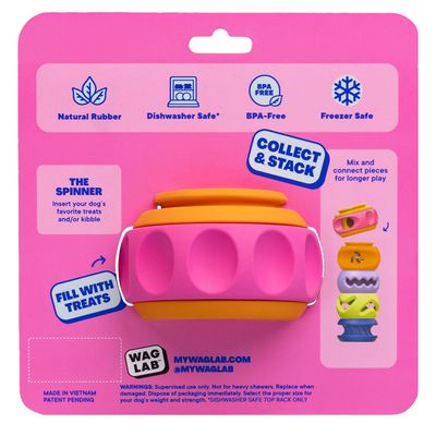 WAGLAB PlayStack The Spinner Pink &amp; Orange Dog Toy