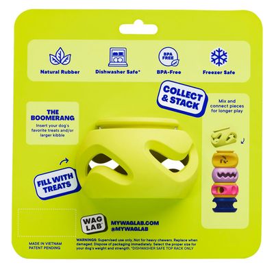 WAGLAB PlayStack The Boomerang Green Dog Toy