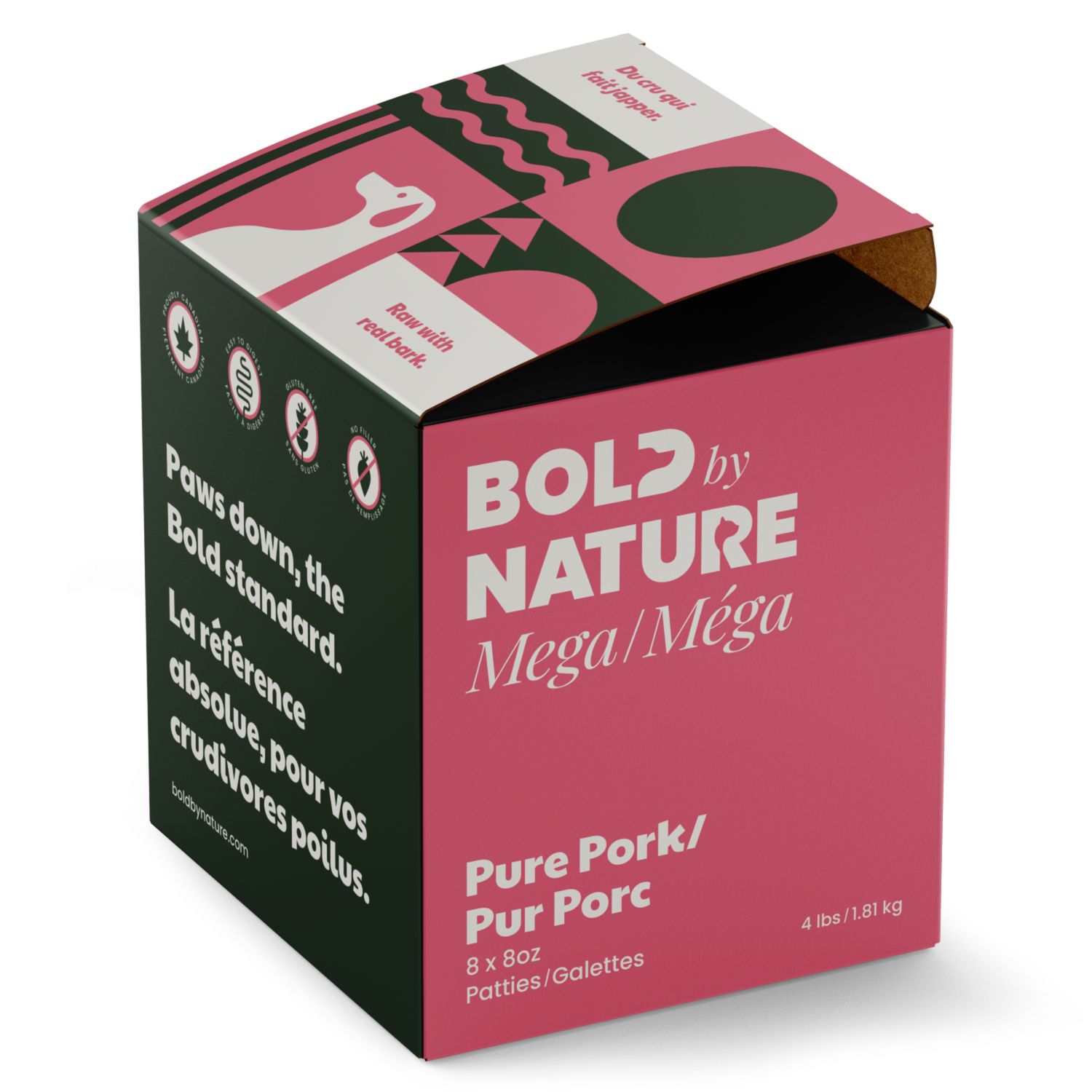 Bold by Nature Mega Pure Pork Frozen Dog Food 4 lb