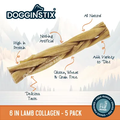 Dogginstix Braided Lamb Collagen 6" Bag (5ct)