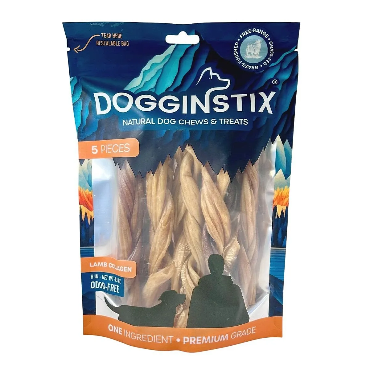 DOGGINSTIX Braided Lamb Collagen 6" Bag (5ct)