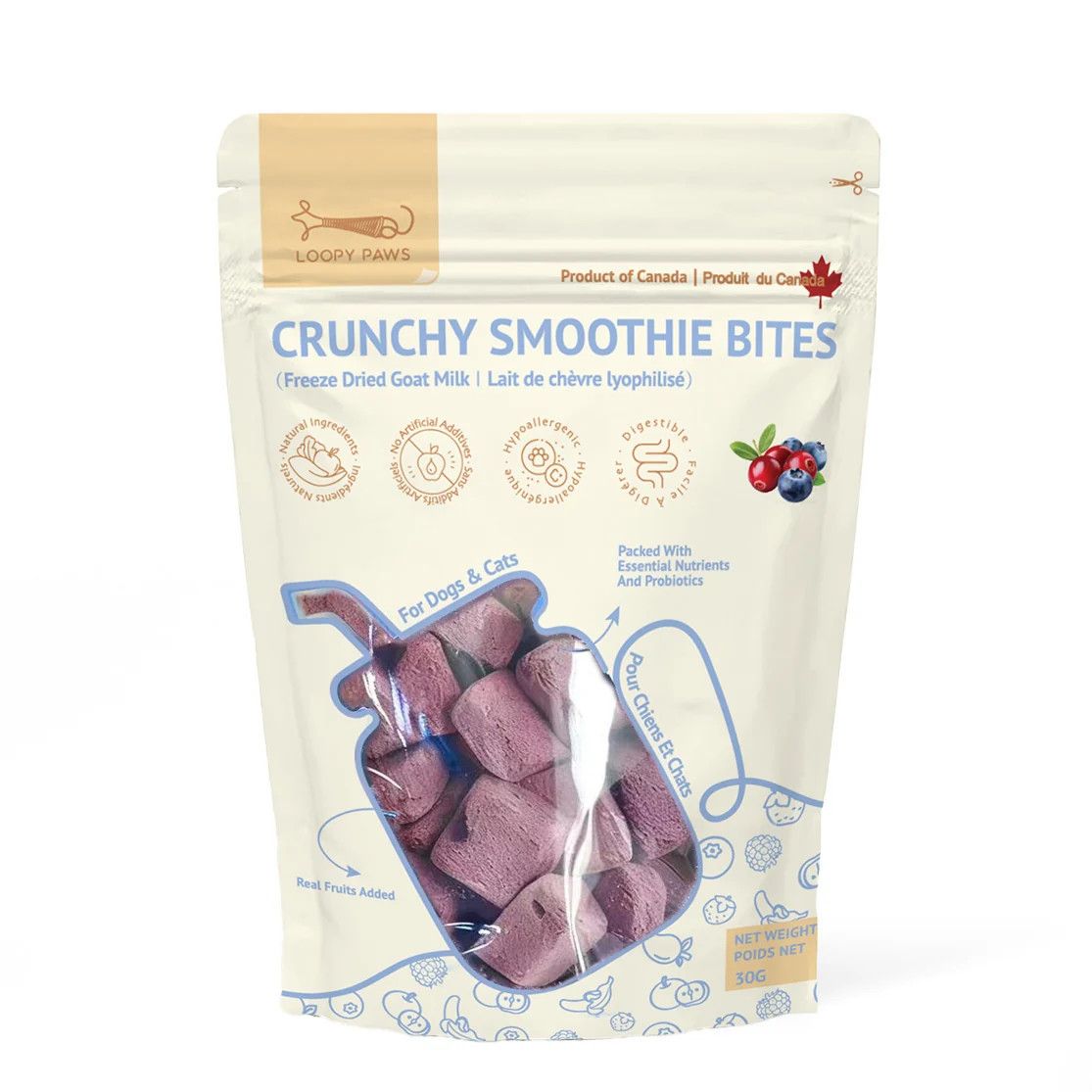 Loopy Paws Smoothie Bites Mixed Berries 30 g