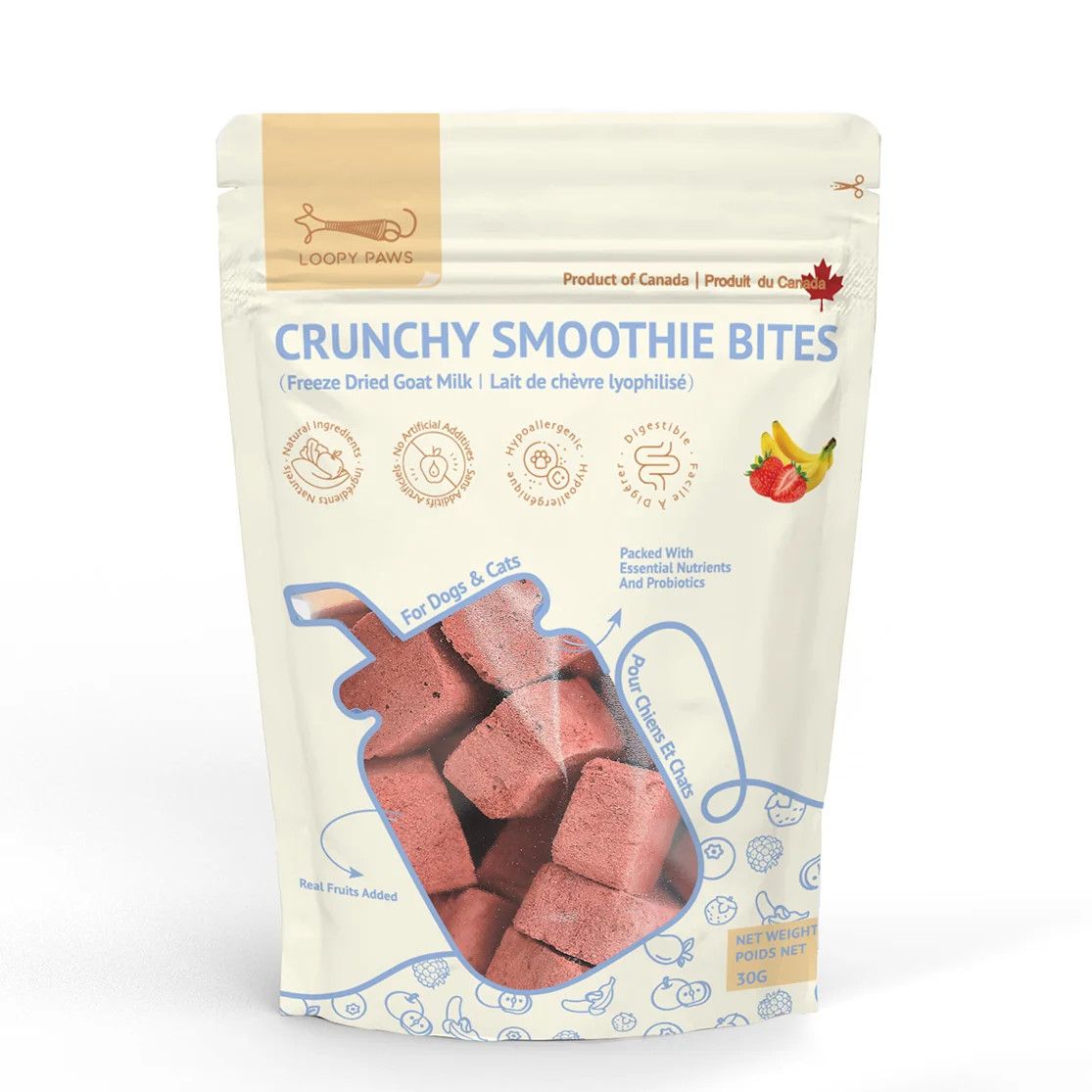 Loopy Paws Smoothie Bites Strawberry and Banana 30 g