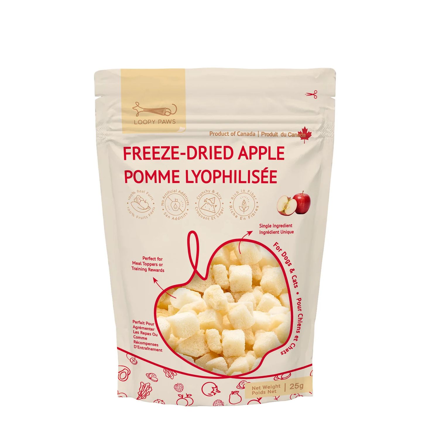 Loopy Paws Fruity Crunchy Freeze-dried Apples 25 g