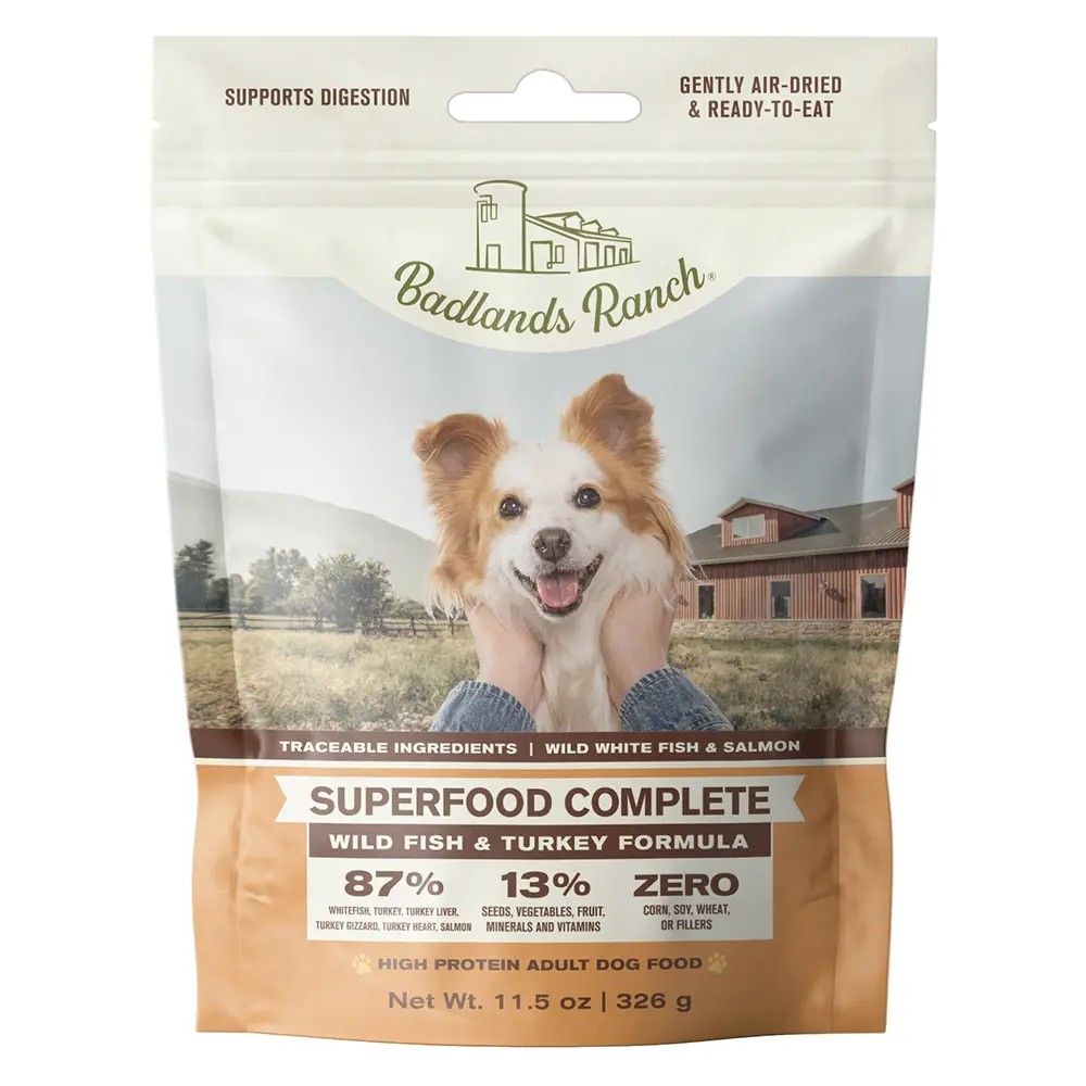 Badlands Ranch Superfood Complete Wild Fish &amp; Turkey Formula Air-Dried Dog Food 11.5oz
