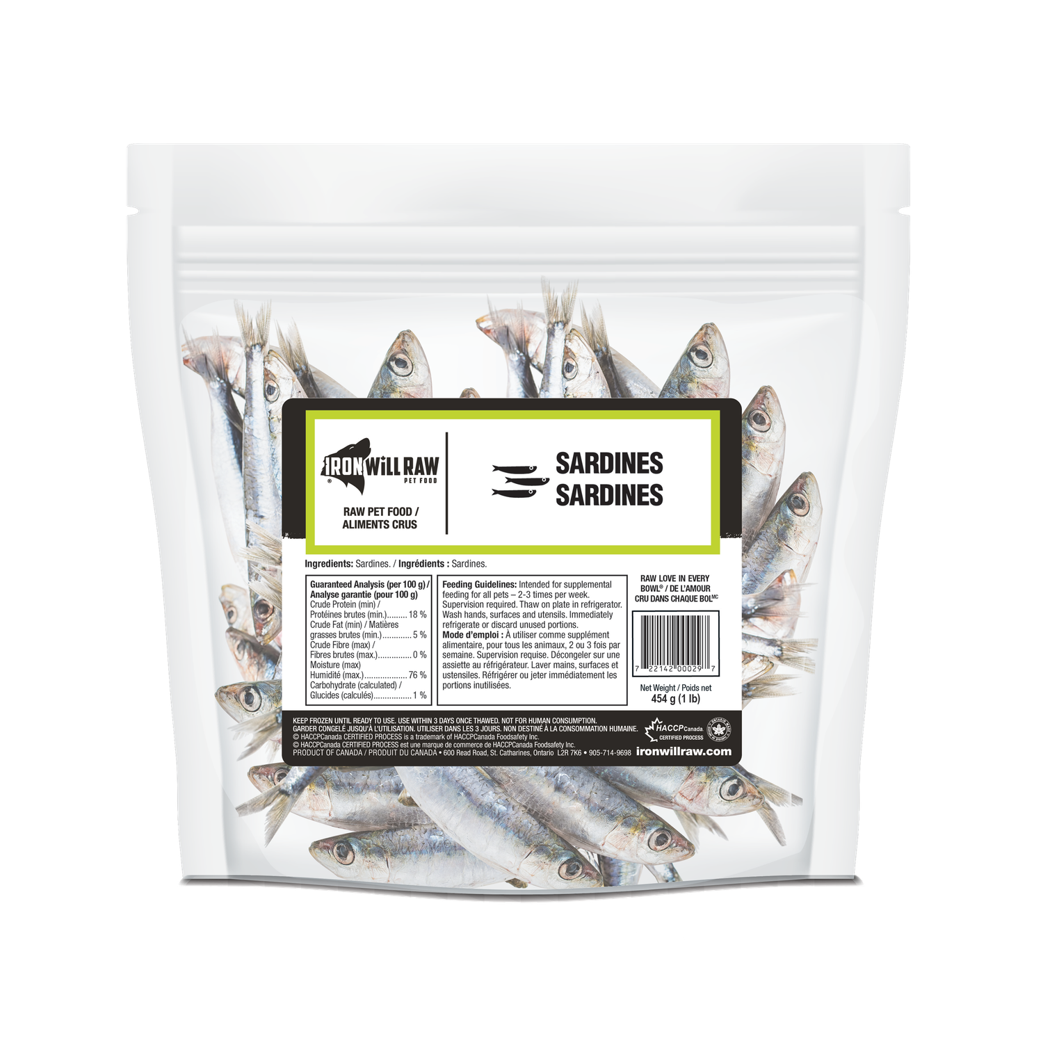 Iron Will Raw Sardines Frozen Dog Treat 1lb