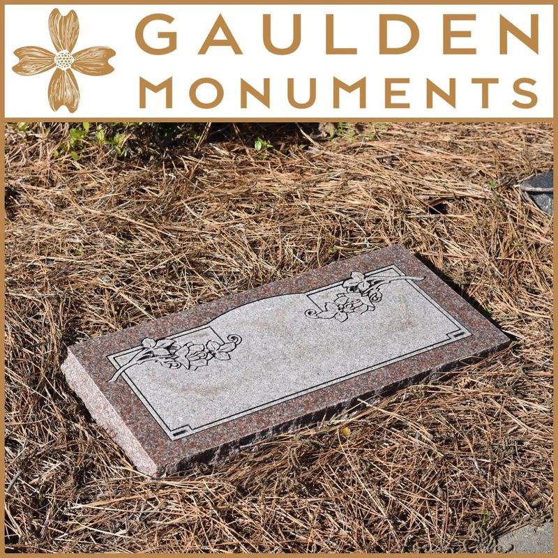 Single Grass Level Memorial - Morning Rose Granite - 24" long x 12" wide x 4" thick