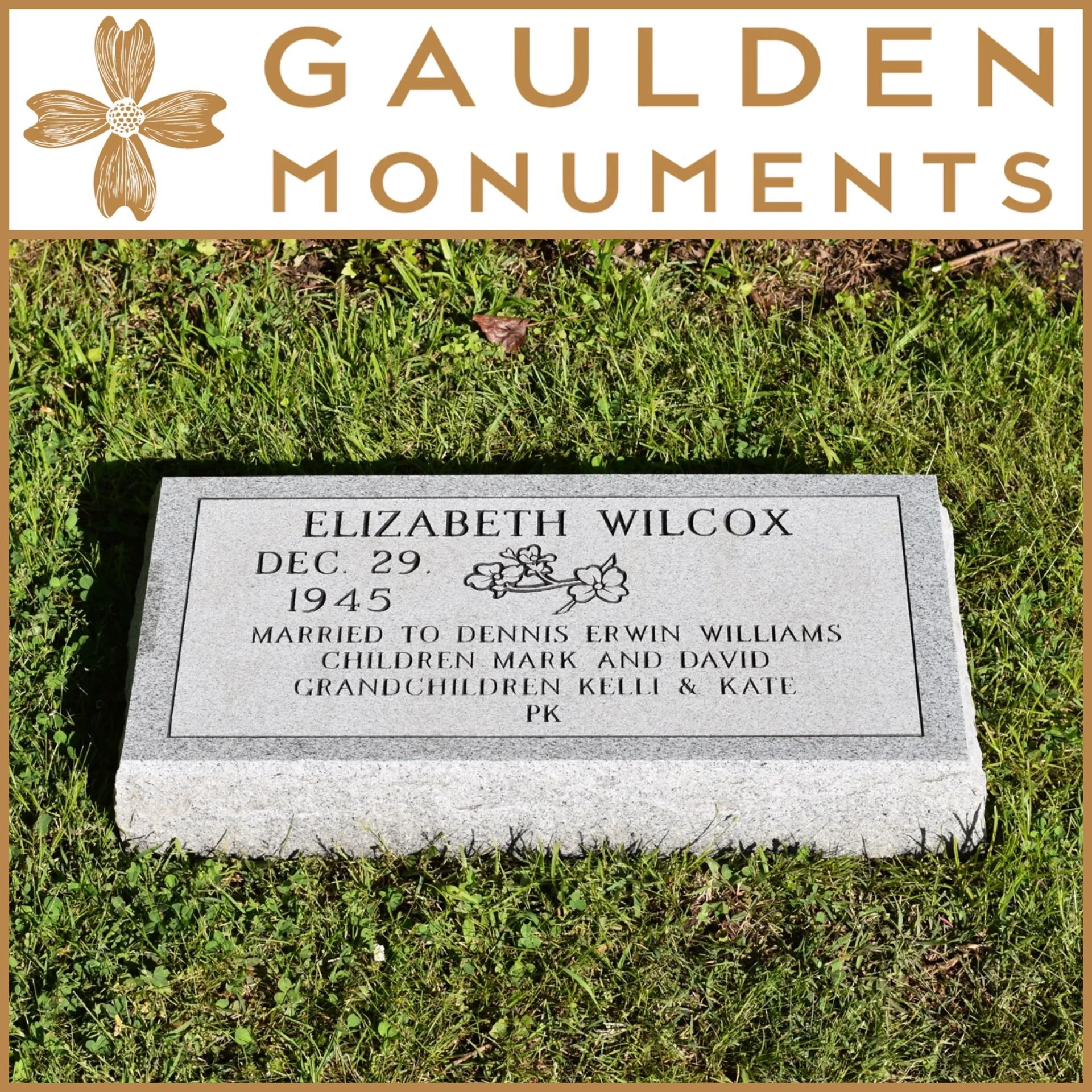 Premium Single Grass Level Memorial - Blue Ridge Granite