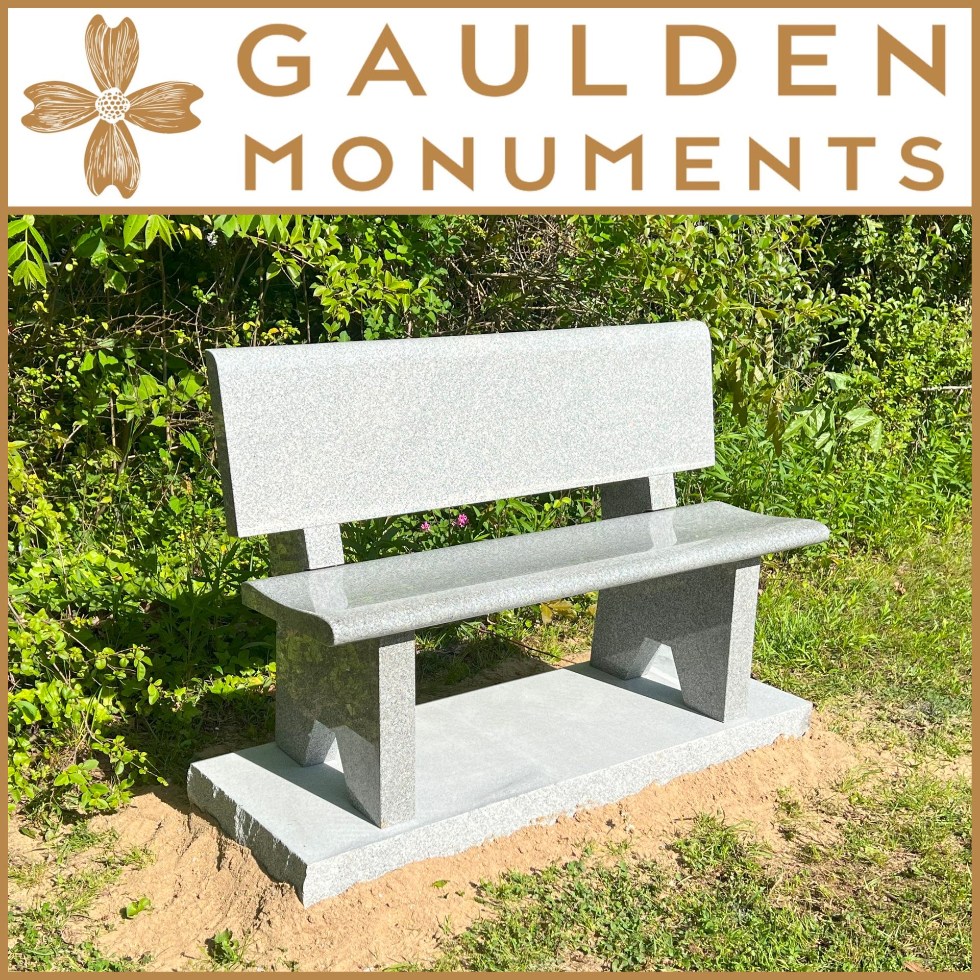 Garden Bench with Seat Back in Gray Granite - 48