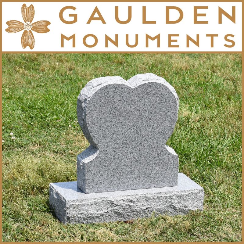 Infant Heart Shape Upright Headstone Memorial - Blue Ridge Granite