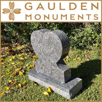 Single Upright Heart Monument in Bahama Blue Granite Single Upright Heart Monument in Bahama Blue Granite