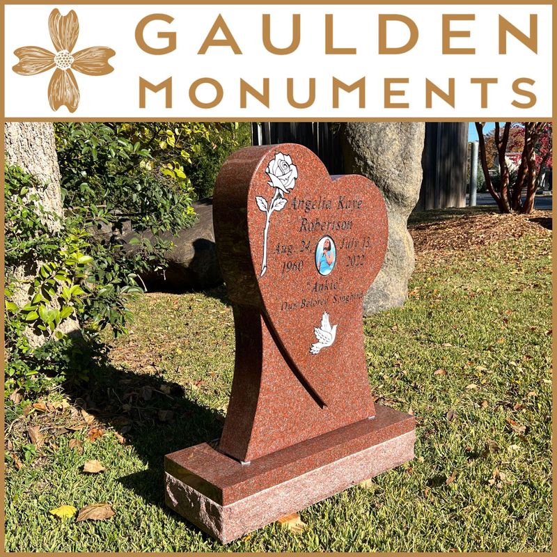 Single Tear Dropped Heart Monument in Ruby Red Granite Single Tear Dropped Heart Monument in Ruby Red Granite