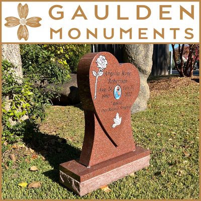 Single Tear Dropped Heart Monument in Ruby Red Granite Single Tear Dropped Heart Monument in Ruby Red Granite
