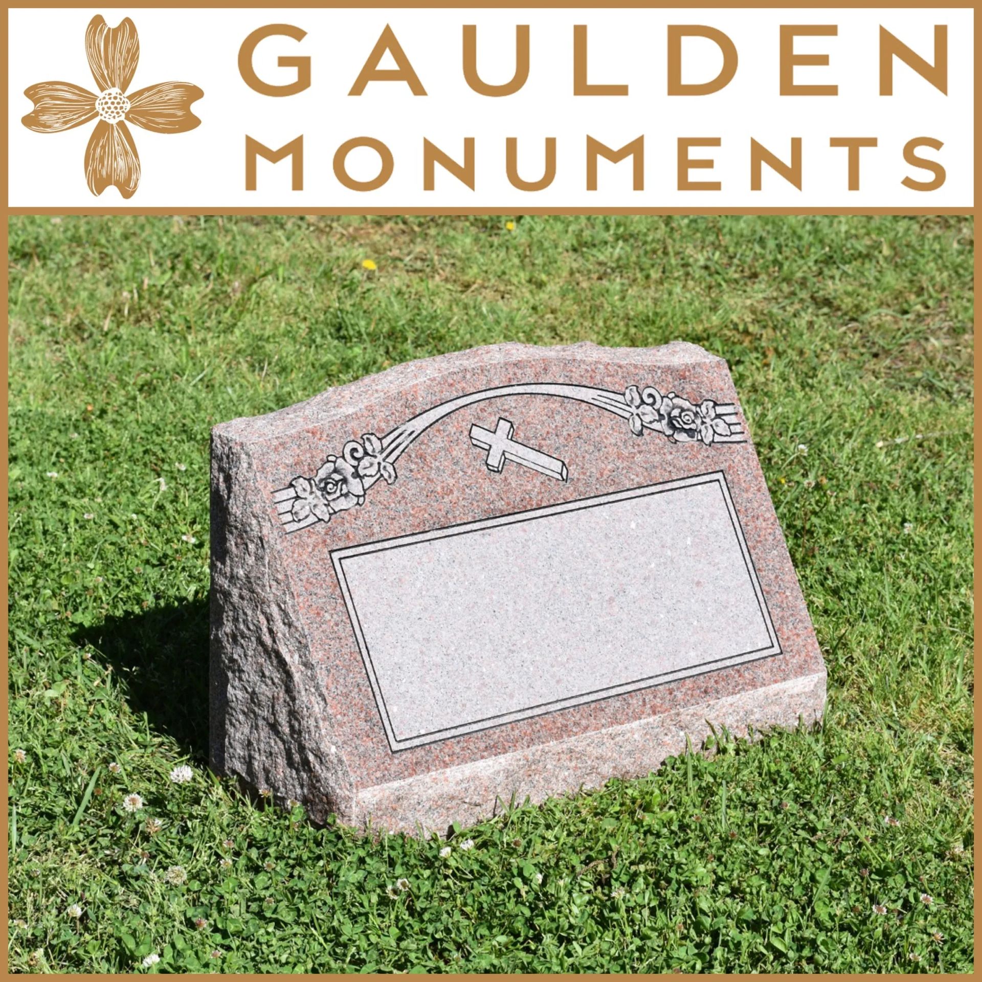 Single Slant Memorial - Morning Rose Granite