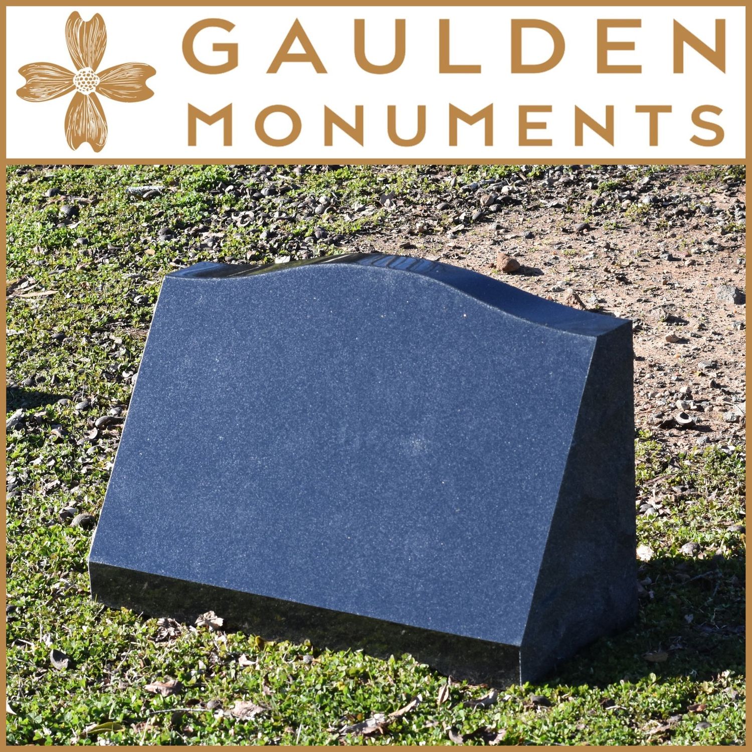 Single Slant Memorial - Jet Black Granite