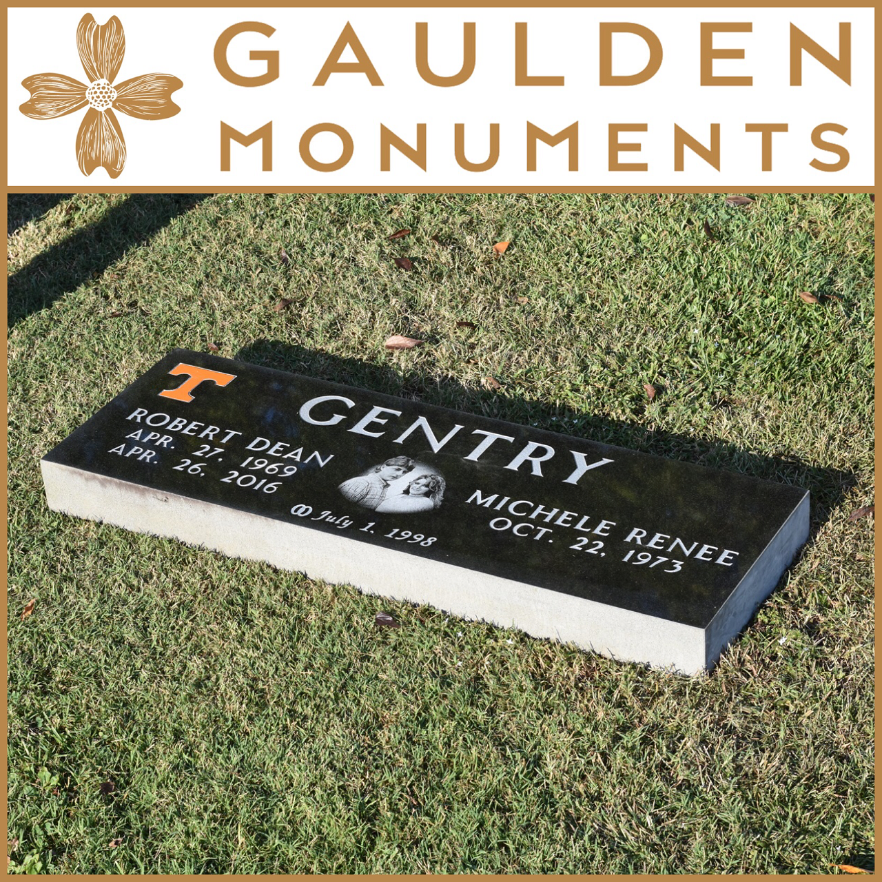 Premium Companion Grass Level Memorial - Jet Black Granite - 48" long x 16" wide x 4" thick