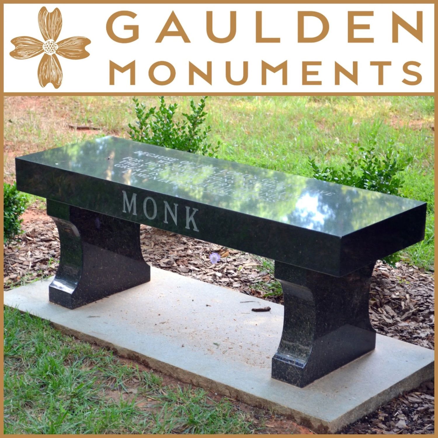 Hourglass Leg Bench - Jet Black Granite