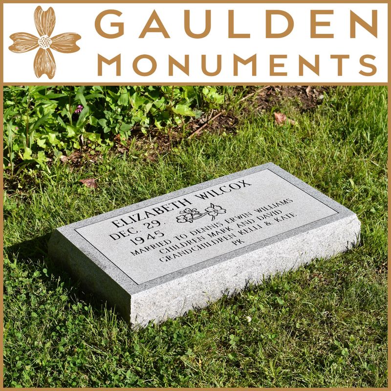 Premium Single Grass Level Memorial - Blue Ridge Granite