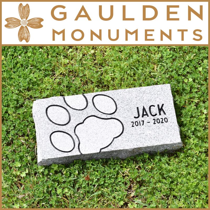 Small Pet Memorial in Blue Ridge Granite - 12" x 6" x 2"