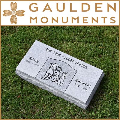 Large Pet Memorial in Blue Ridge Granite - 20" x 10" x 2"