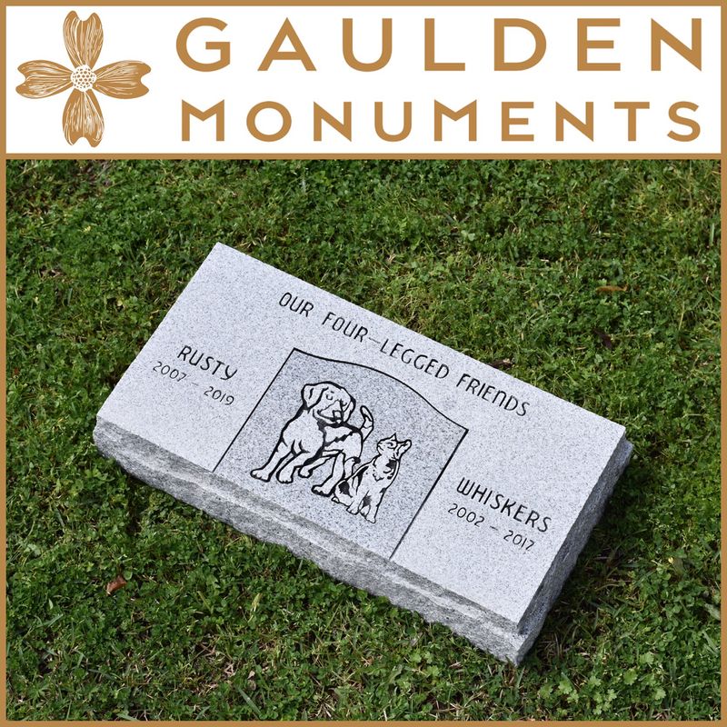 Large Pet Memorial in Blue Ridge Granite - 20" x 10" x 2"