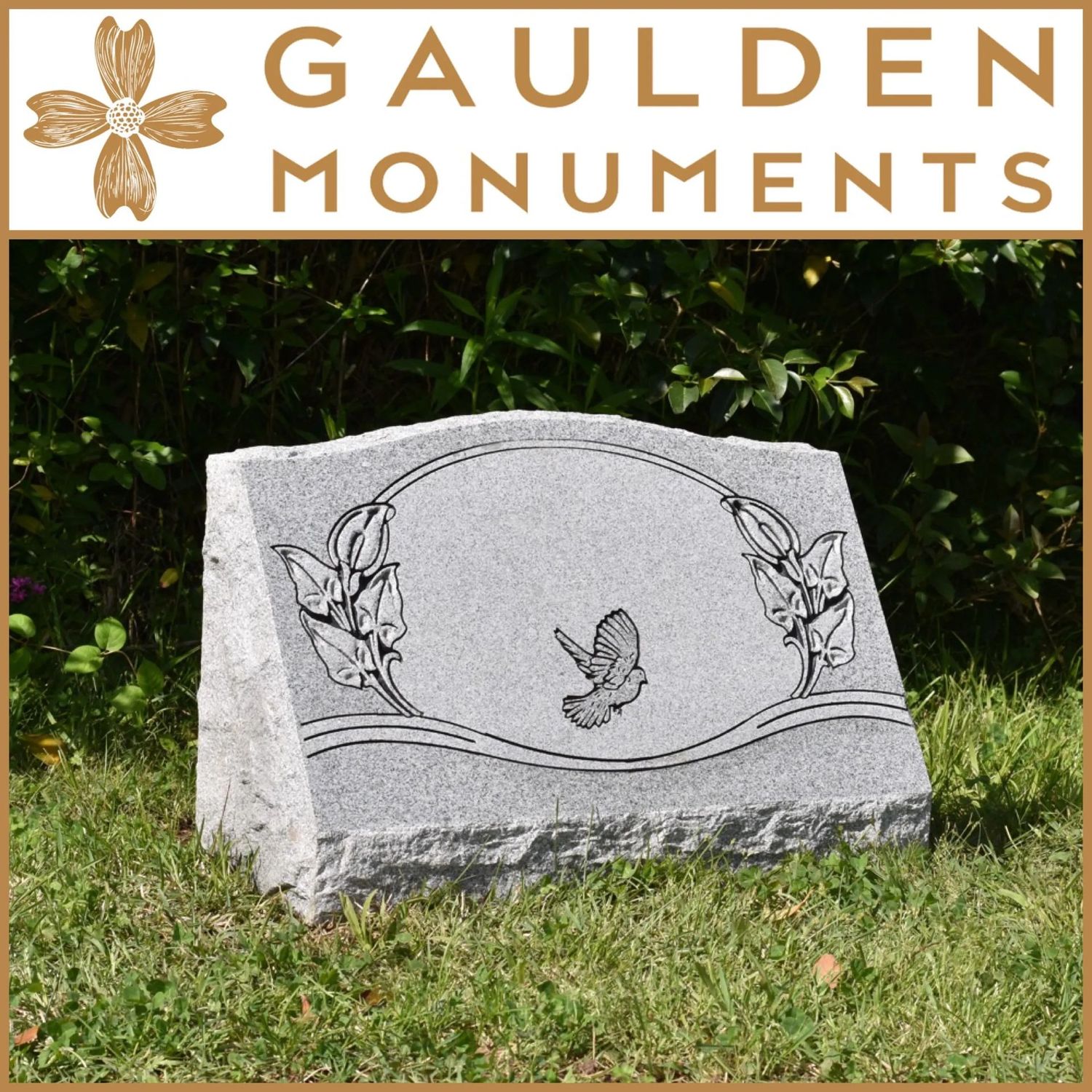 Single Slant Memorial - Blue Ridge Gray Granite - 24 Single Slant Memorial - Blue Ridge Gray Granite - 24" x 10" x 16"