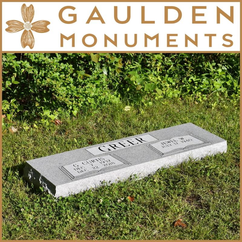 Companion Grass Level Memorial - Blue Ridge Gray Granite - 48" long x 14" wide x 4" thick