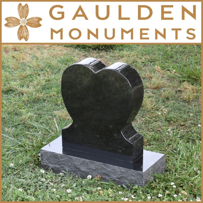 Infant Heart Shape Upright Headstone Memorial - Jet Black Granite