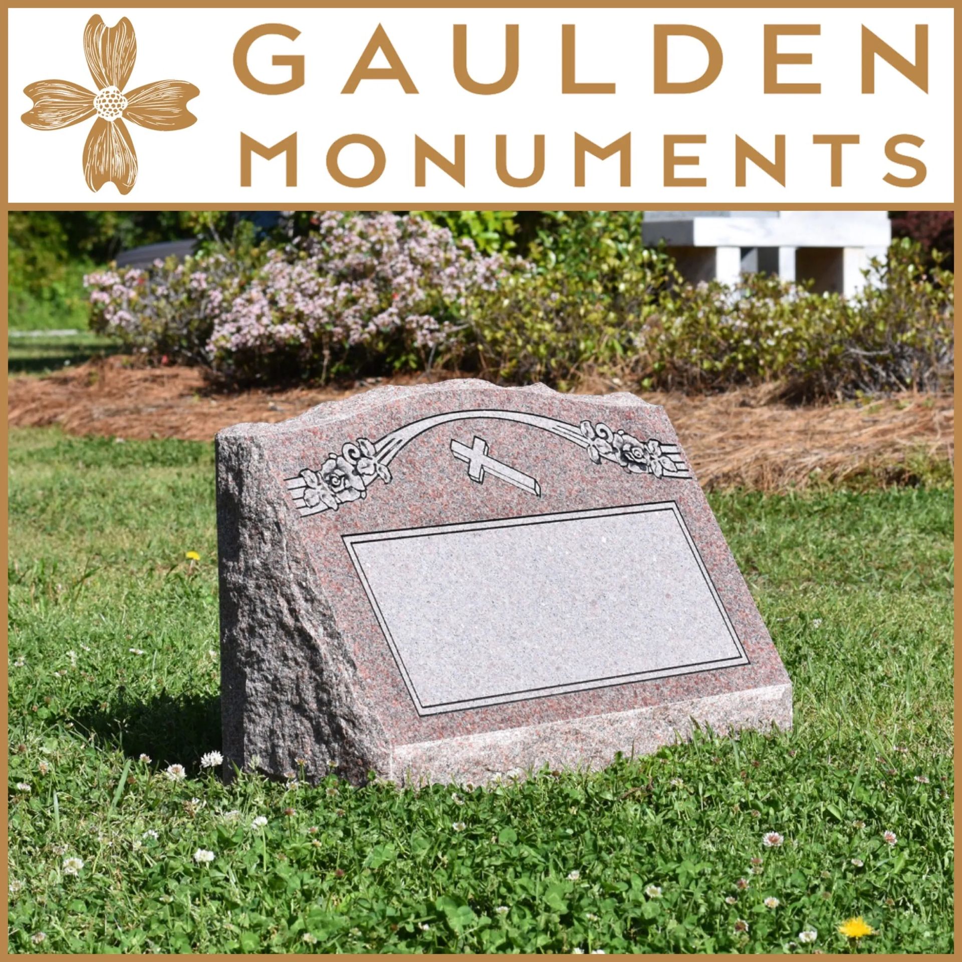 Single Slant Memorial - Morning Rose Granite