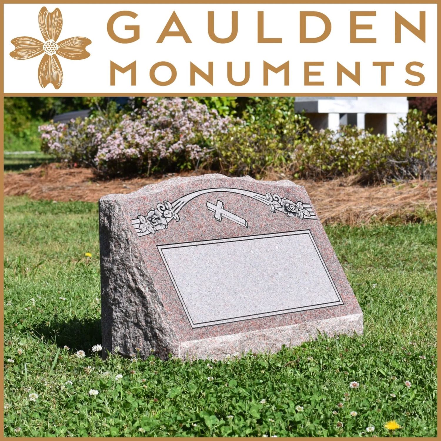 Single Slant Memorial - Morning Rose Granite