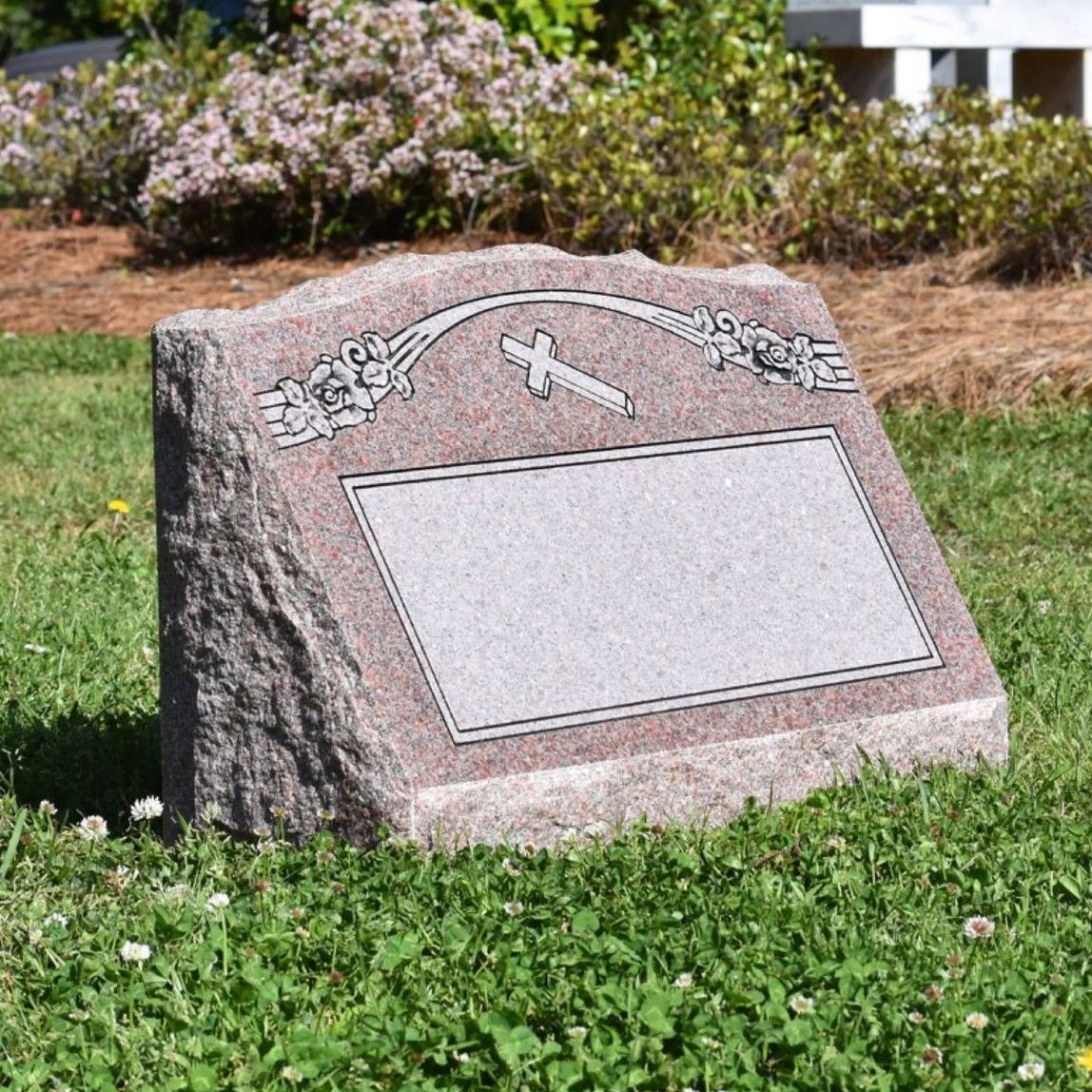 Single Slant Memorial - Morning Rose Granite