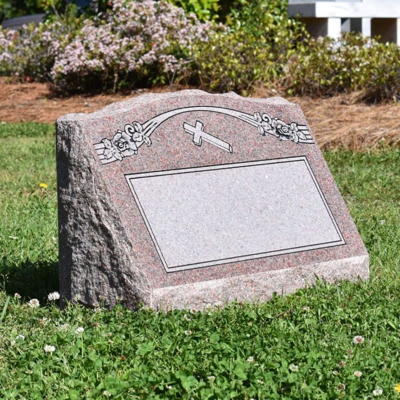 Single Slant Memorial - Morning Rose Granite