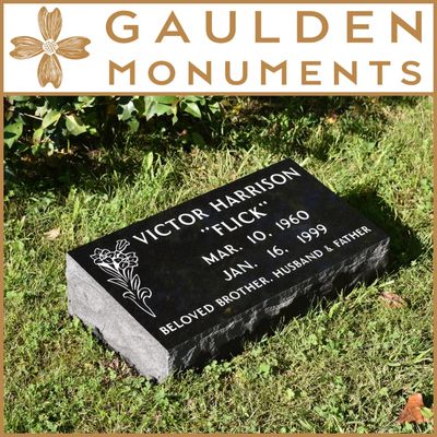 Single Bevel Memorial - Jet Black Granite - 24" long x 12" tall x 6" thick