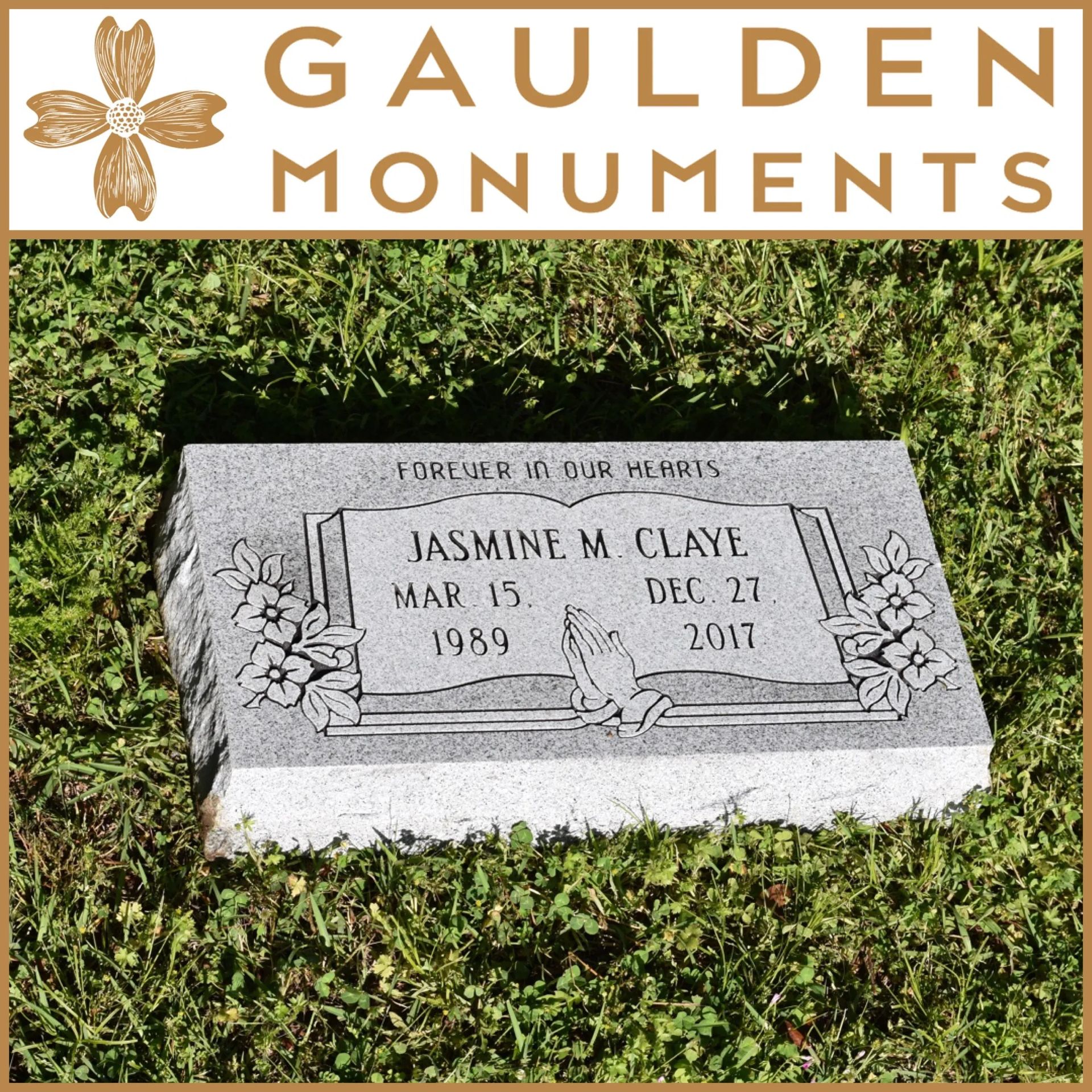 Single Grass Level Memorial - Blue Ridge Gray Granite