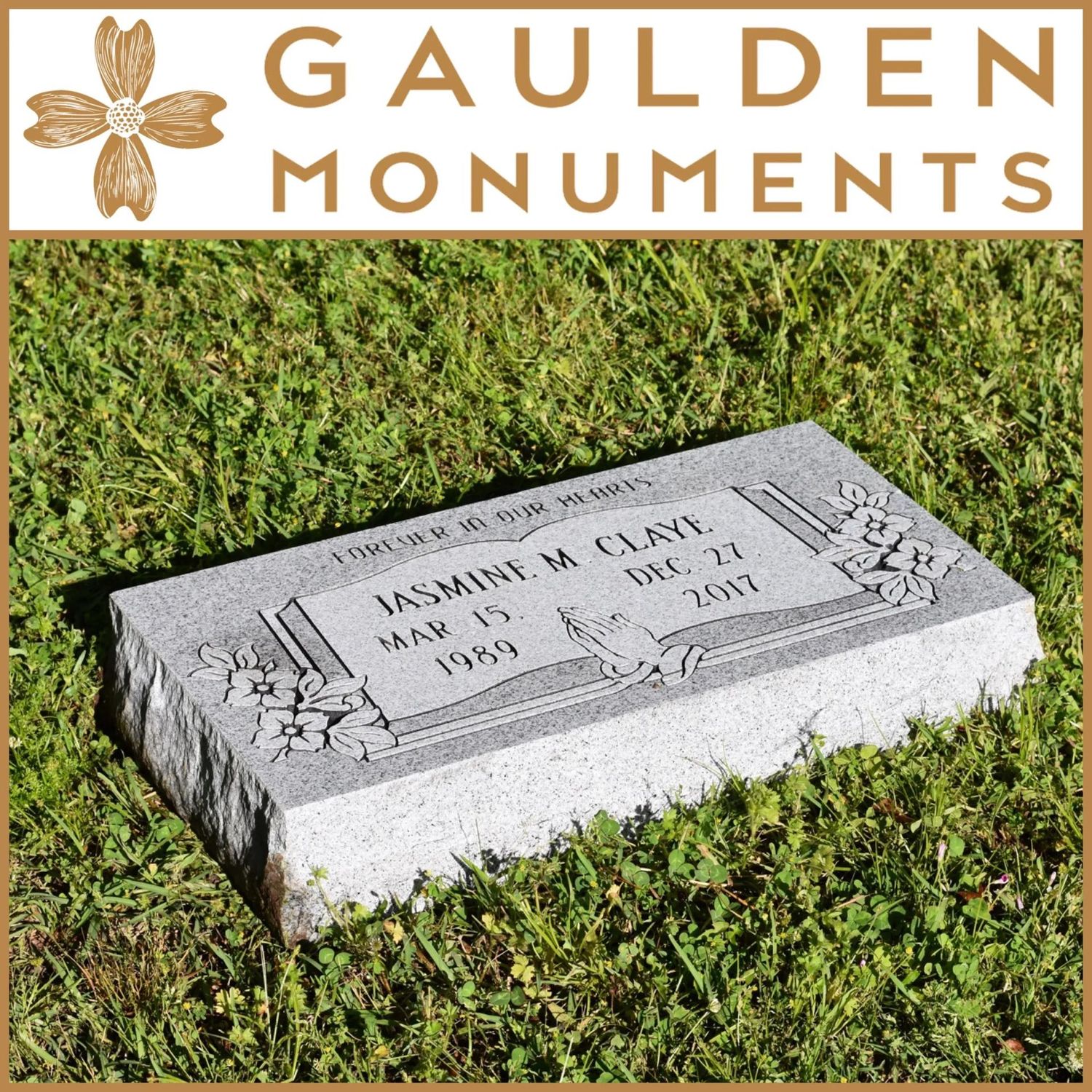 Single Grass Level Memorial - Blue Ridge Gray Granite