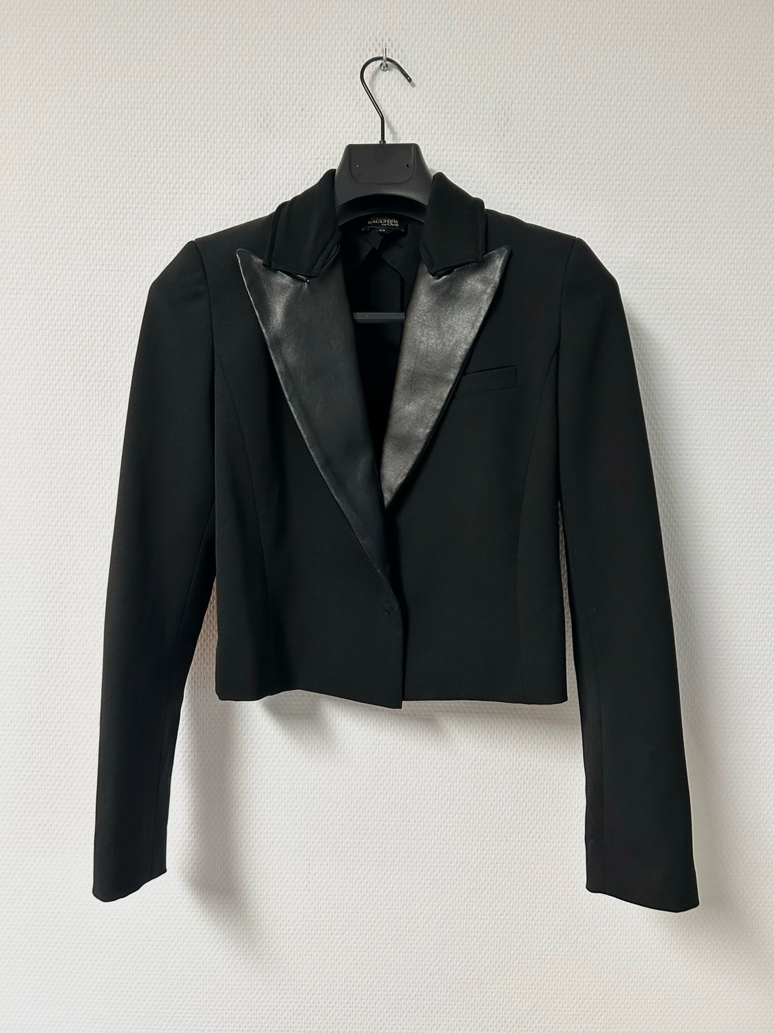 Jean Paul Gaultier Cropped Tuxedo Jacket with Leather Peak Lapels