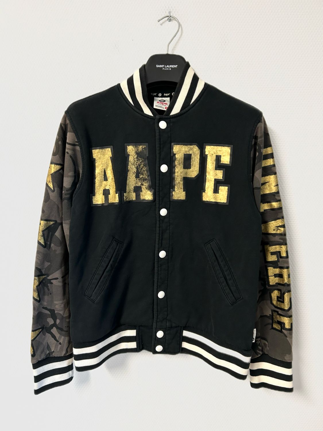 BAPE AAPE by A Bathing Ape by Nigo 2013 Gold Varsity Jacket