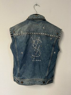 Saint Laurent Paris by Hedi Slimane 2015 Embellished Logo Denim Vest