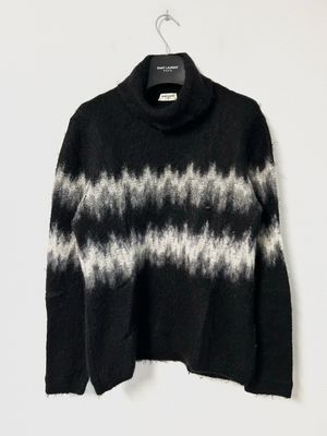 Saint Laurent Paris by Anthony Vaccarello FW2020 Zigzag Stripe Mohair Knit Sweater