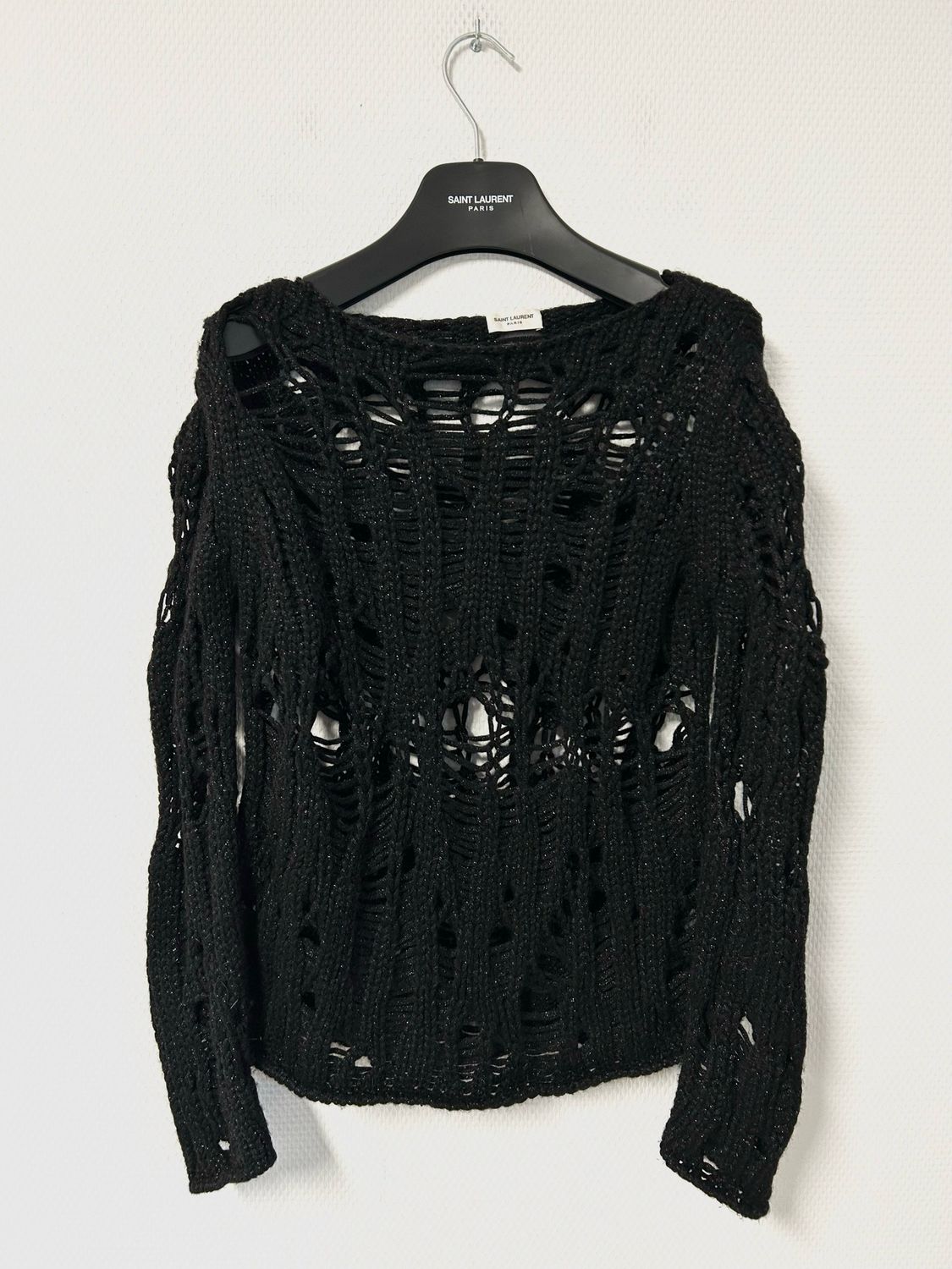 Saint Laurent Paris by Hedi Slimane  FW2015 Spiderweb Metallic Knit Sweater